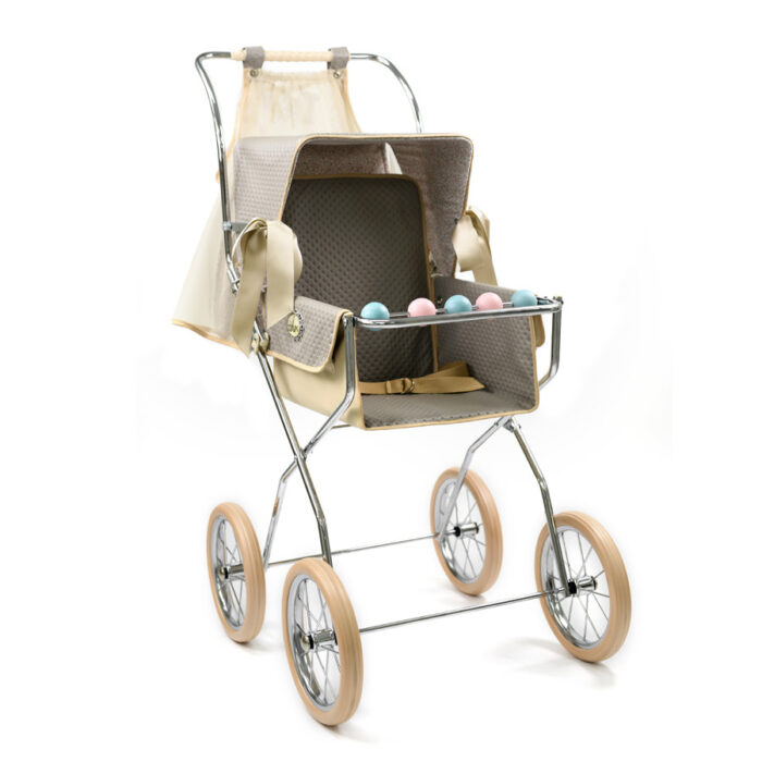 Bebelux | Stone Grey Reborn Vintage Pushchair | Opened